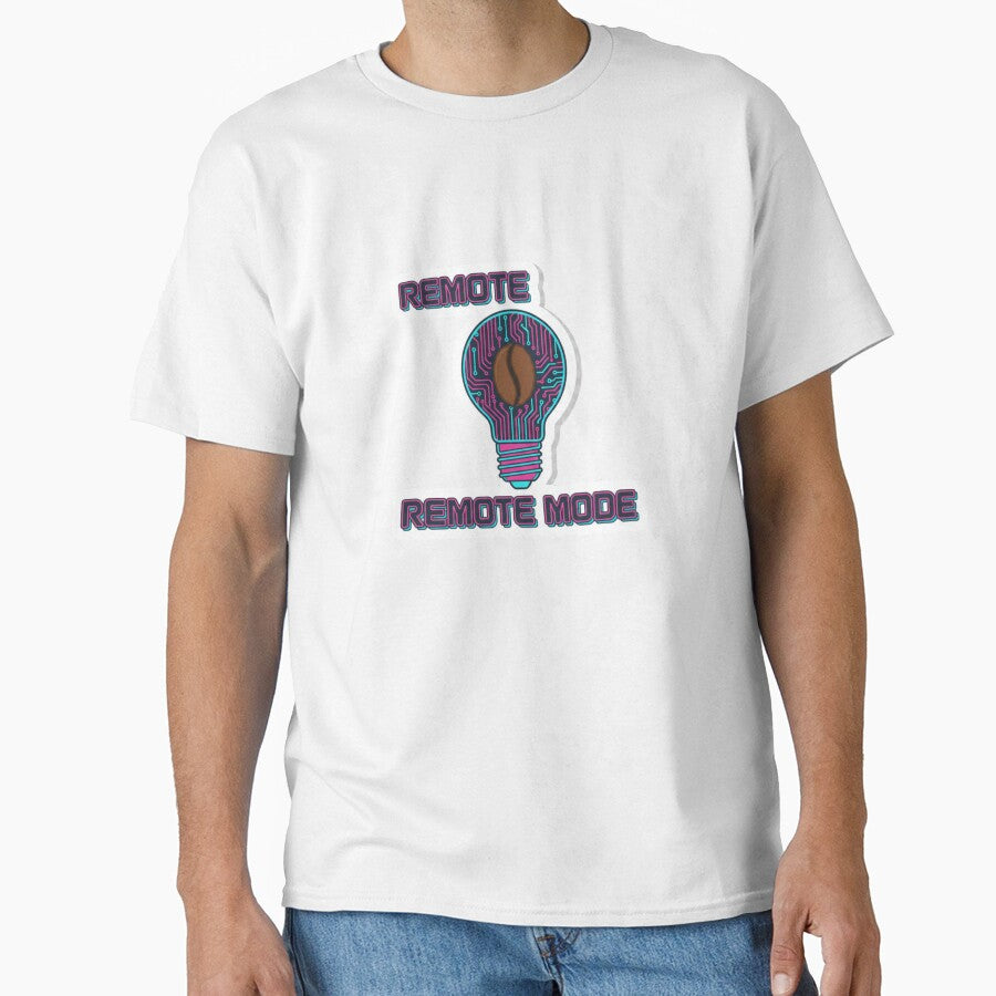 Remote Mode Coffee Tech Sticker Funny Remote Work Digital Nomad Design by ZYNORAworld
