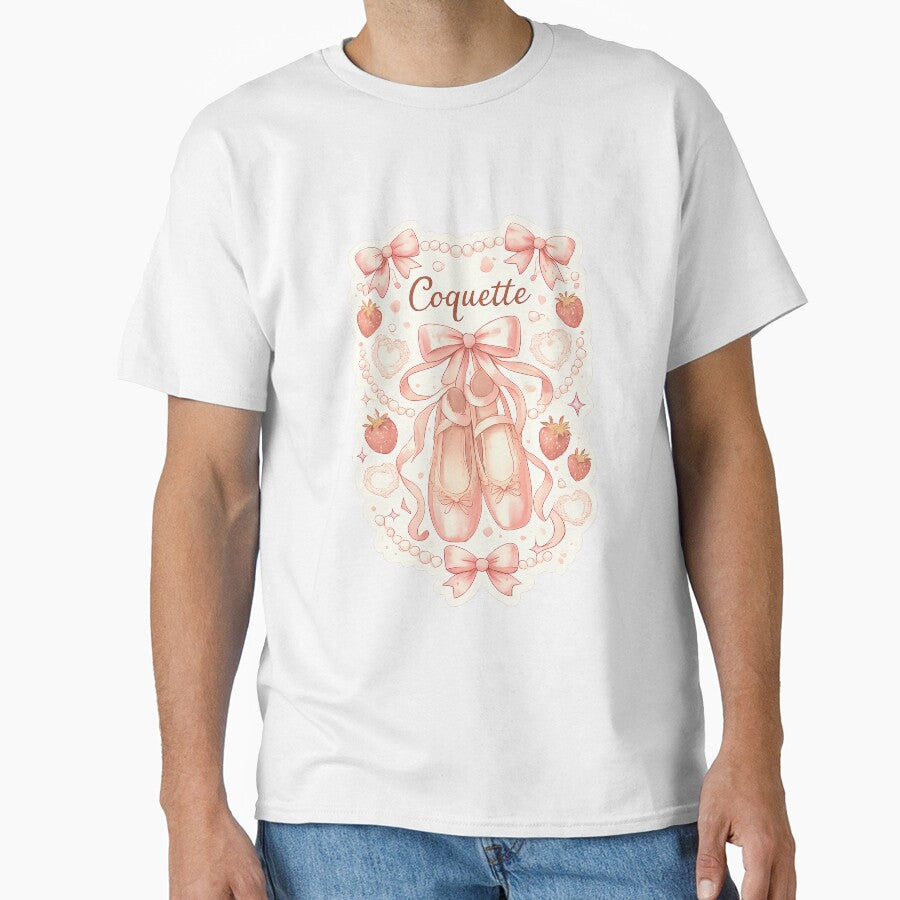 Coquette – Balletcore Rose, Ribbons & Strawberries (Aesthetic Girly Sticker) by InkMalinois