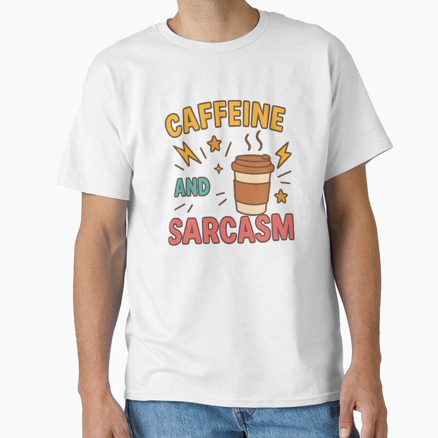 Caffeine and Sarcasm – Funny Coffee Lover Quote Design by Happy Bag