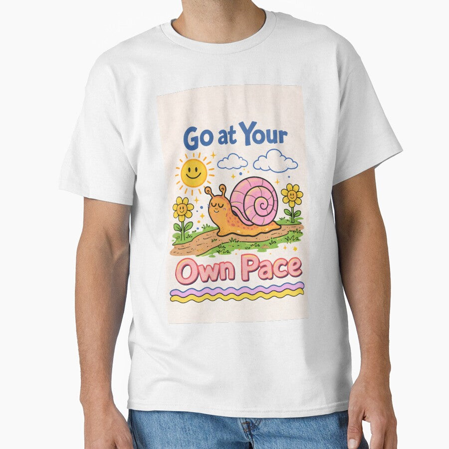 Go at Your Own Pace – Cute Snail Motivation Art by Matinez Pink