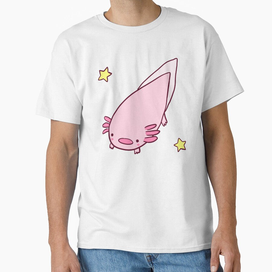 Cute happy axolotl with stars by Mayarart
