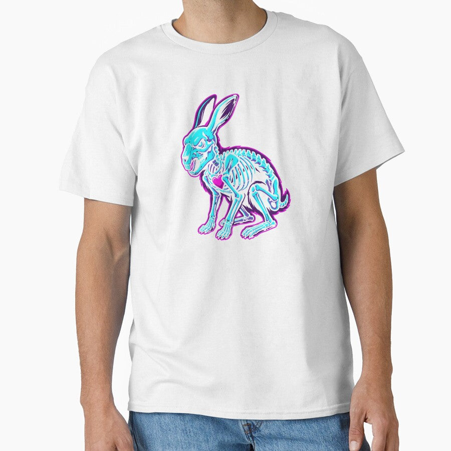 Neon Skeleton Rabbit Cyberpunk X-Ray Heart by MarCinu Art
