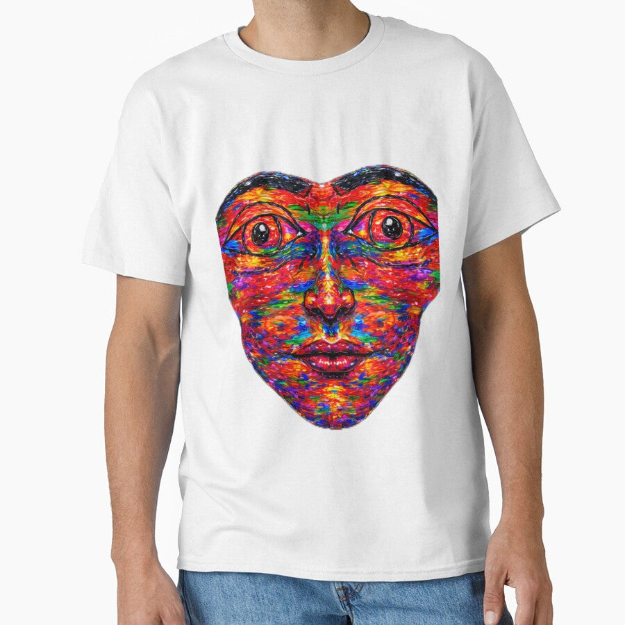 Psychedelic Cosmic Face – Neon Abstract Portrait Art | Trippy Surreal Mask Design by BigBobInk