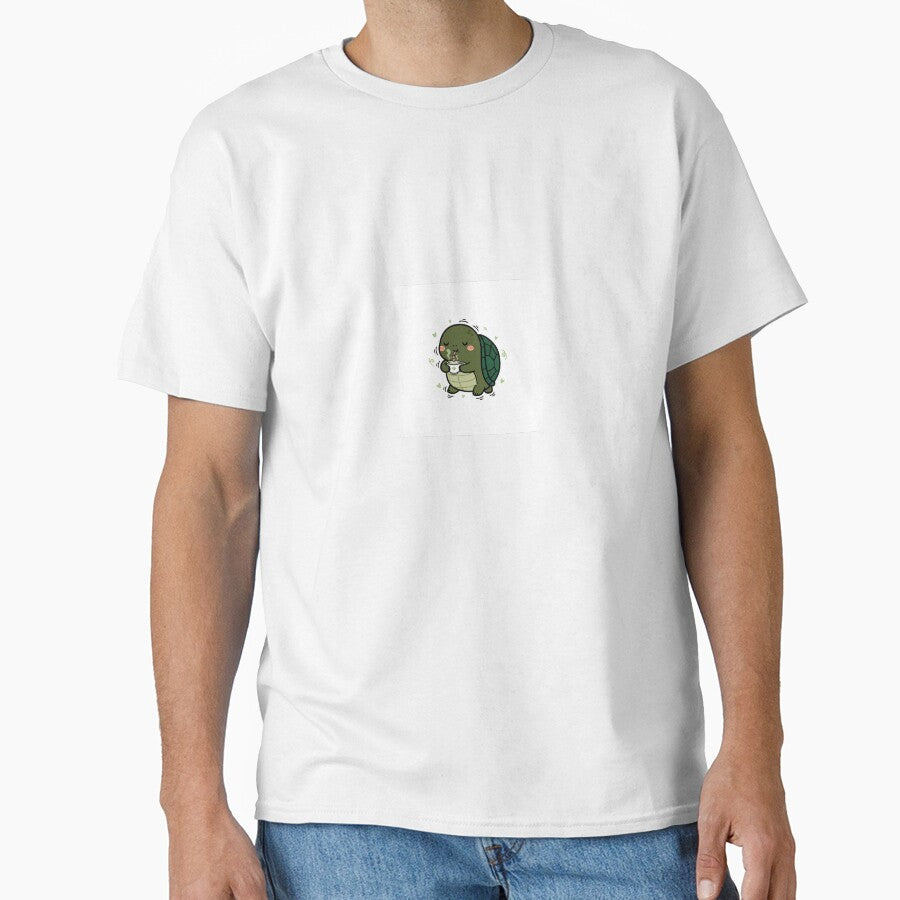 Just Vibing Turtle Drinking Matcha Kawaii Doodle Design by mayatA-rt