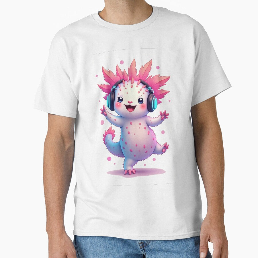 "Kawaii Axolotl with Headphones – Happy Music Vibes" by TrendMesh