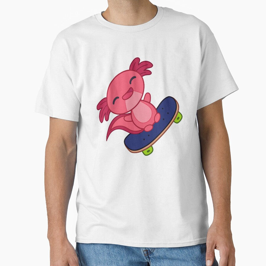 Neon pink axolotl skater by SoapSuds7