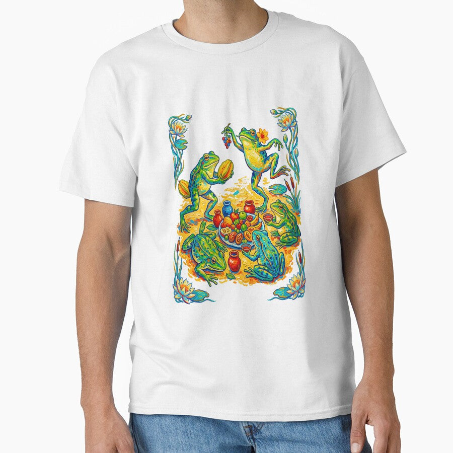 Cottagecore Frog Picnic Dancing by TeeARTHY