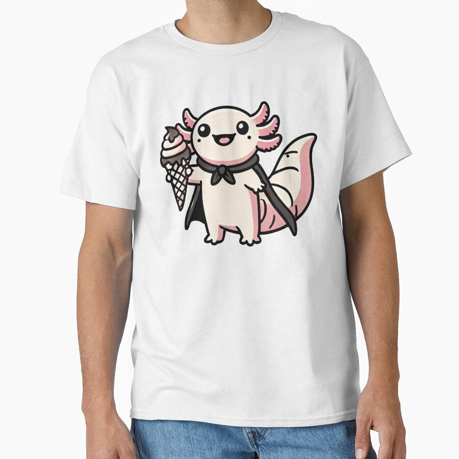 Kawaii Axolotl Superhero Holding Giant Ice Cream Cone by RetroPop23