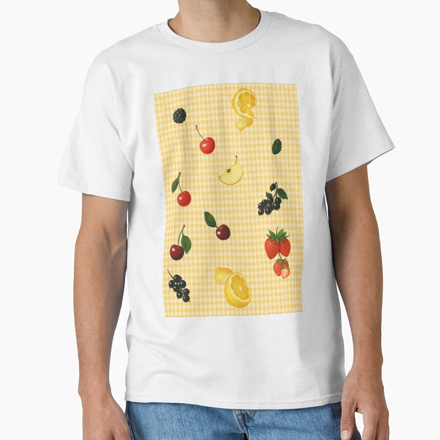 Cute Summer Fruit Pattern with Gingham Background for Foodie Aesthetic by weirdfishes123