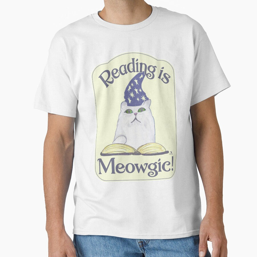 Magical Reading Cat Cartoon Art Design by mytshirtfort