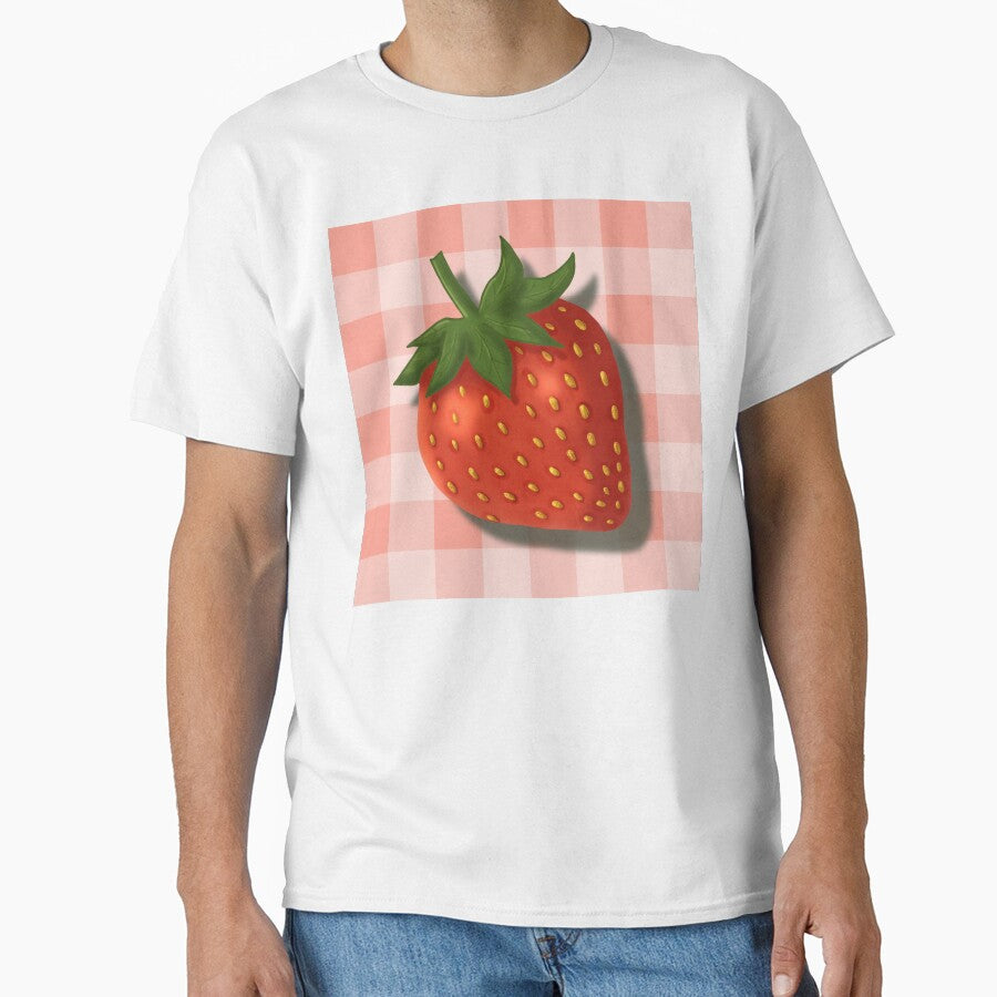 Strawberry on pink gingham - French country floral by OhNoNotAgain42