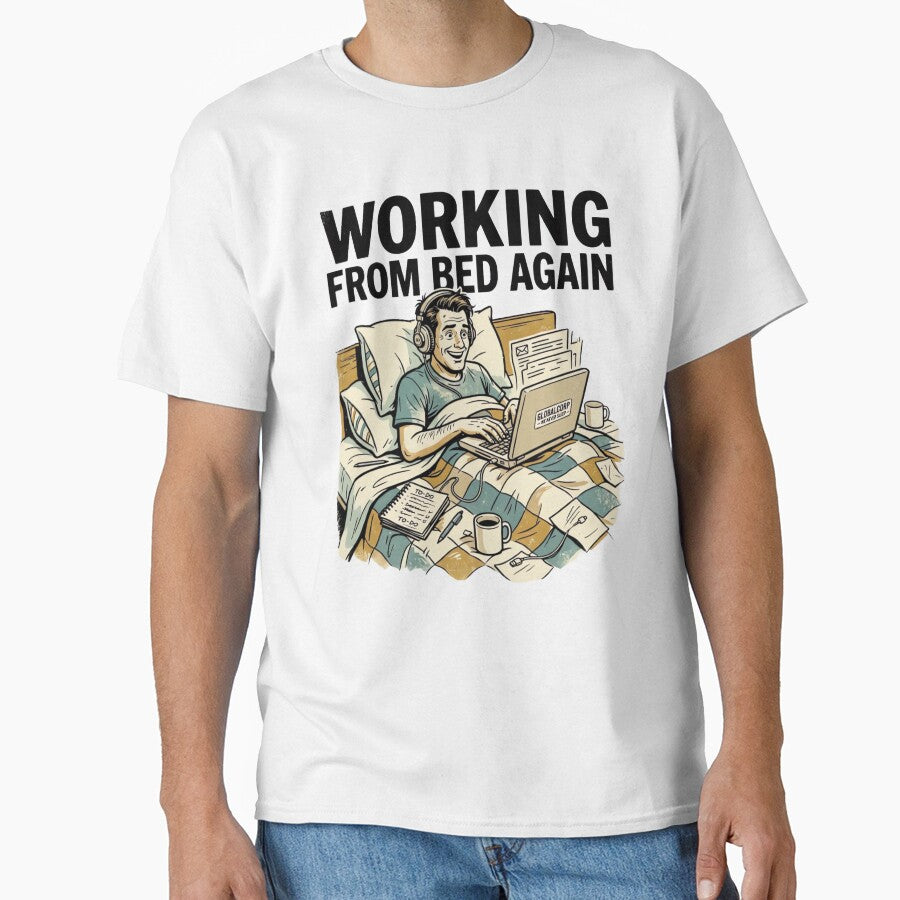 Working From Bed Again – Funny Vintage Freelancer Remote Work Design by urbinet