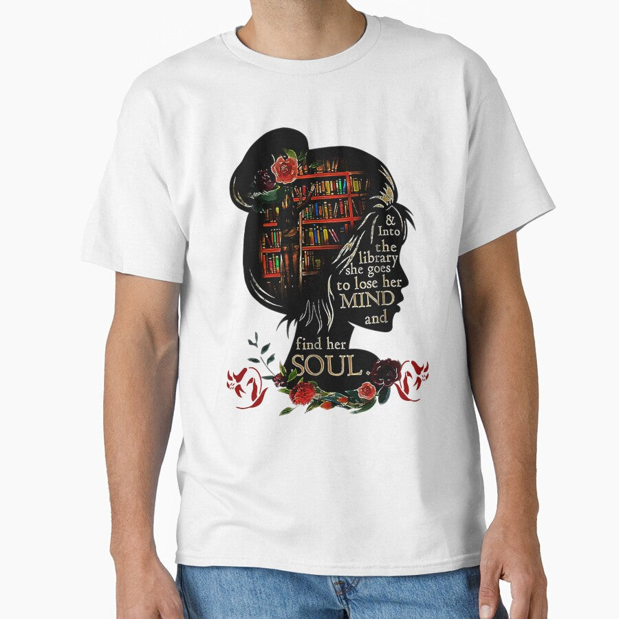 Vintage book quote, into the library she goes to lose her mind and find her soul by AddlPoolart