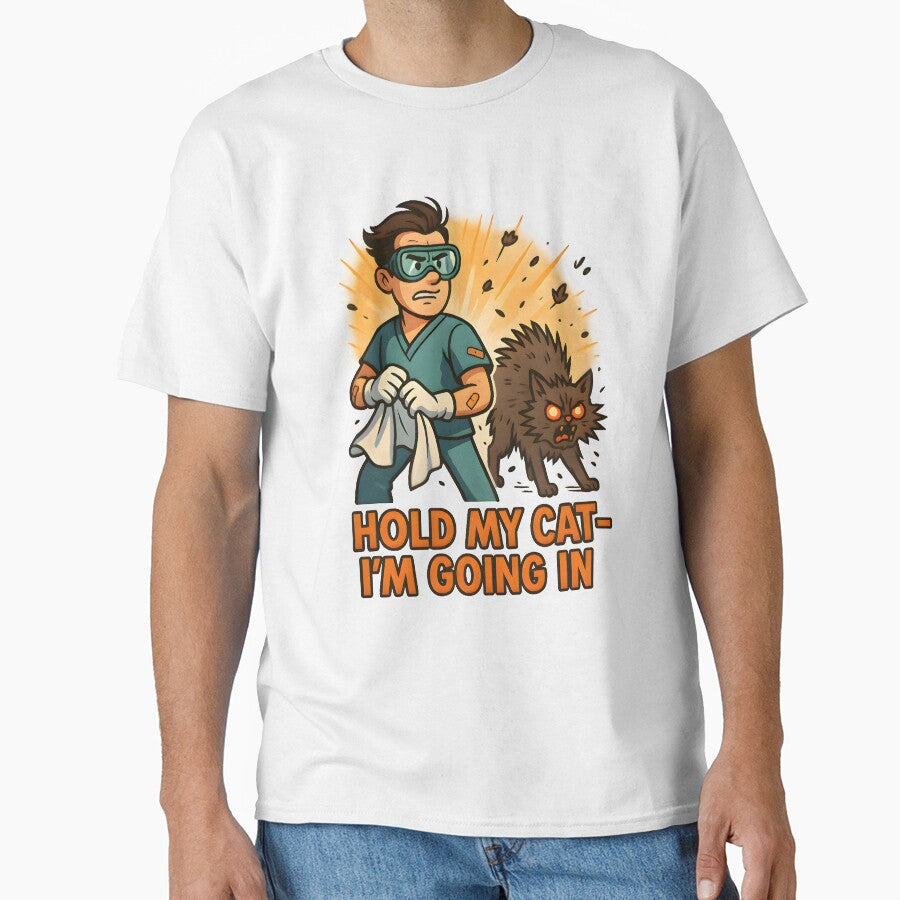 Hold My Cat — I’m Going In – Funny Cat Vet Humor Design by Bettybee00