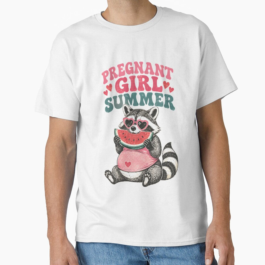 Pregnant Girl Summer Feral Raccoon Mom Eating Watermelon by DesignsByAnett