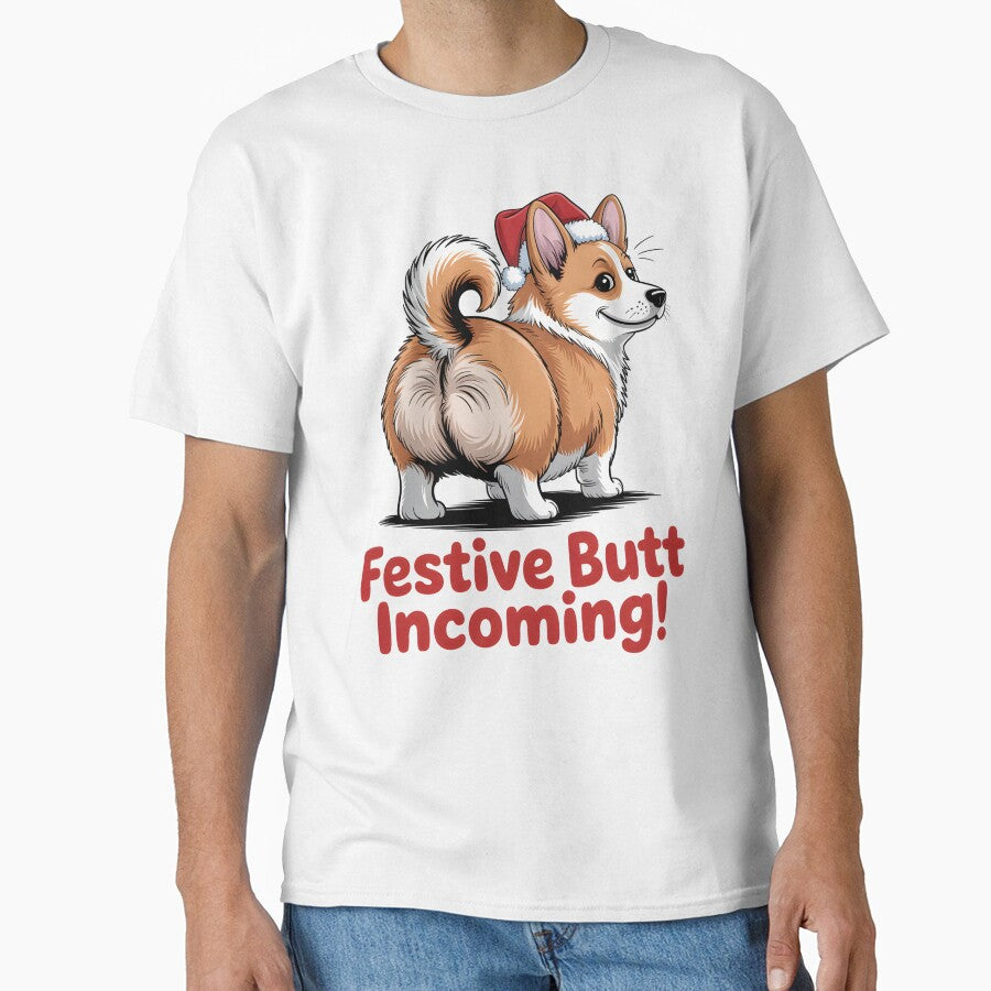 Festive Butt Incoming Funny Christmas Corgi Butt Holiday Gift by Slaw-Creation