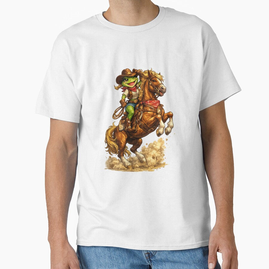Cowgirl frog on a rearing horse by FroggyOnly