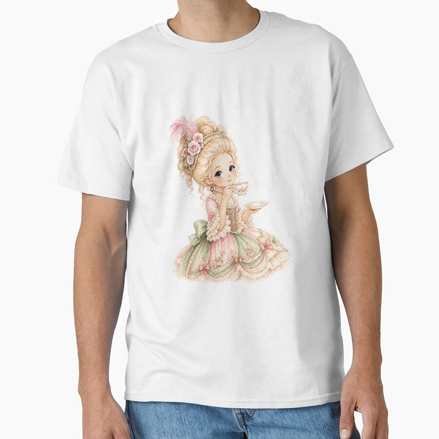 Marie Antoinette Drinking Tea (Pink) by Bara Lune Design