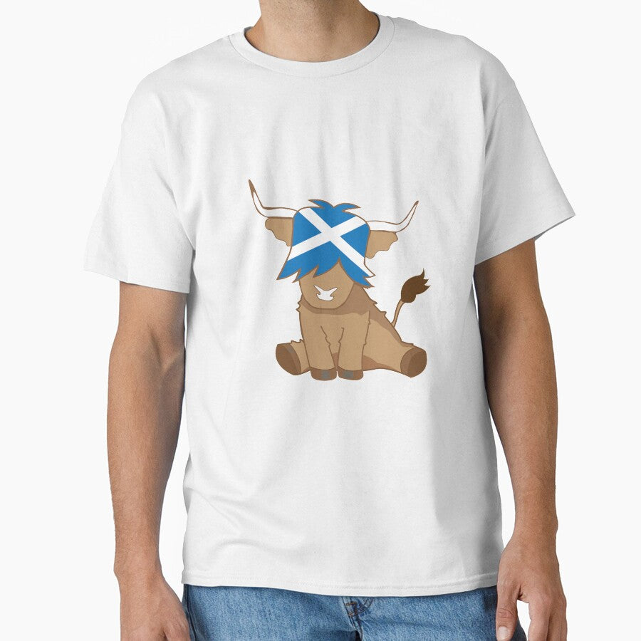 Cute scottish highland cow flag of scotland by Ayelandco