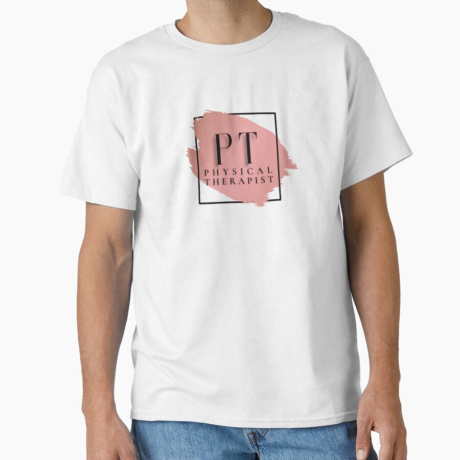 PT Physical Therapist Vers. 2 Unique, Minimalist Square Typography Acronym, Pink Abstract, Modern Preppy Rose Gold by PeriodicLabel