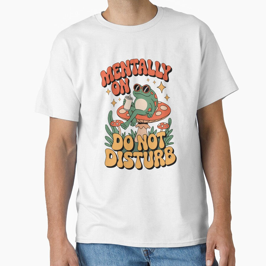 Retro Frog on Mushroom – Mentally Off Do Not Disturb Funny Summer Vintage Aesthetic T-Shirt Design by Fantasy Cache