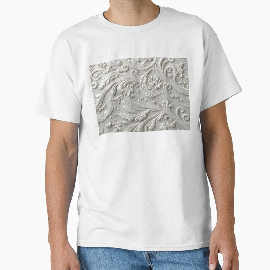 Luxury White Baroque Stucco Relief Floral Pattern by LYAN-STORE