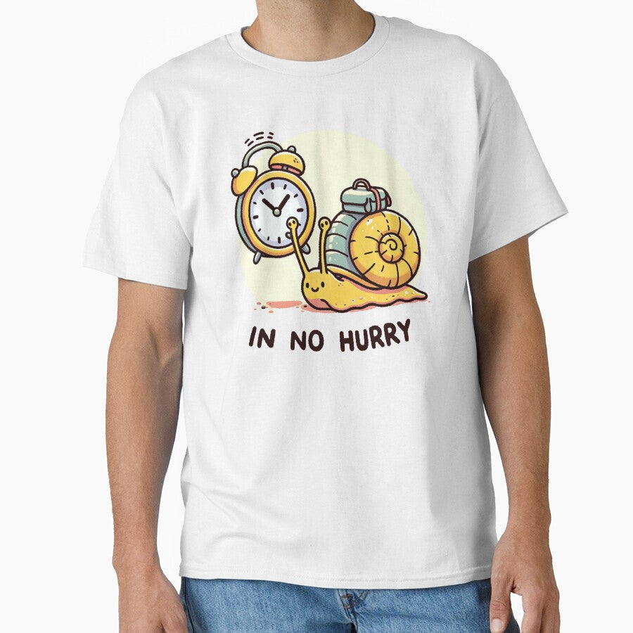 "In No Hurry" - Relaxed Snail with Alarm Clock "In No Hurry" - Relaxed Snail with Alarm Clock Tshirt tee by MAPDDesigns