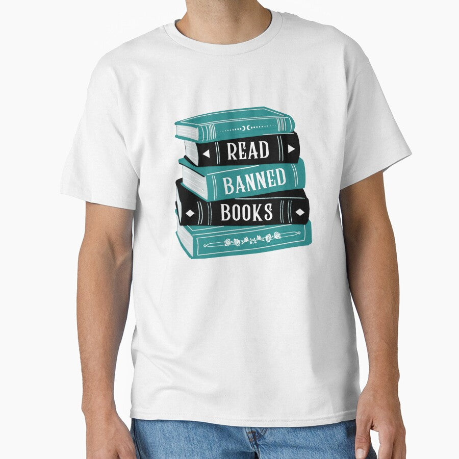 Read Banned Books Book Stack / Pile Teal Green by Taiga-Design