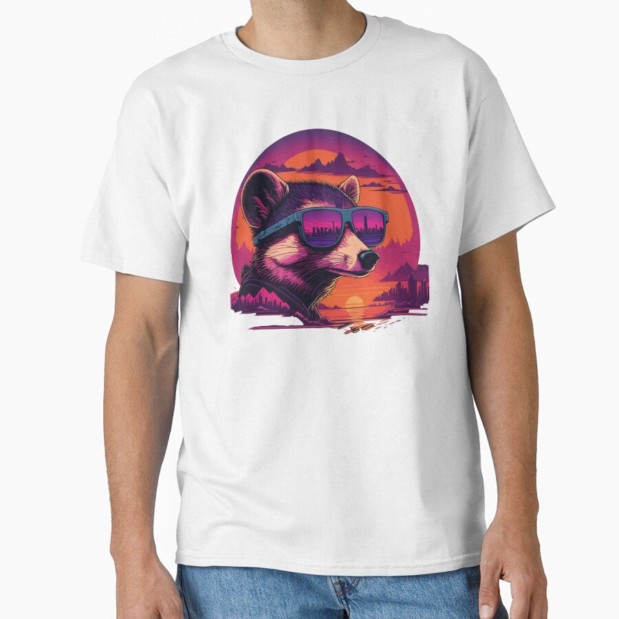 Synthwave - Retrowave - Opossum wearing sunglasses by brindled