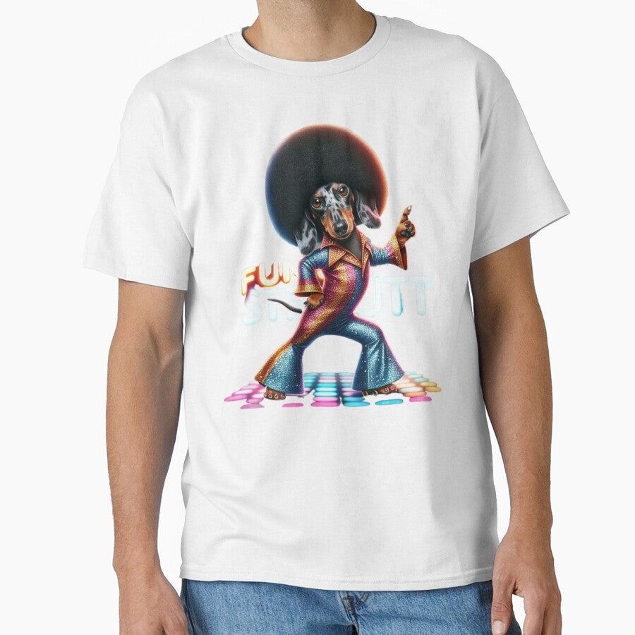 Funk Strutt Dachshund – Retro Disco Dog Art in 70s Style by JenniferCreaArte