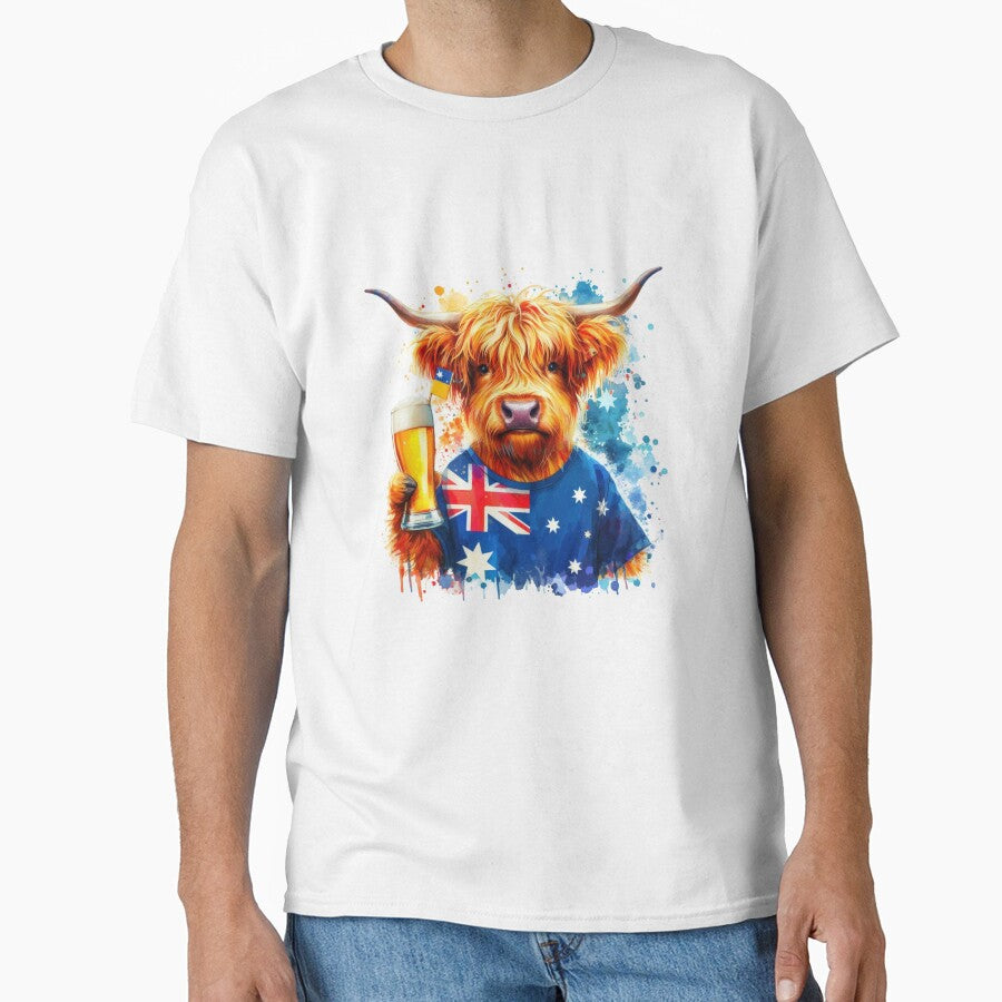 Scottish Highland Cow in Australia Colorful Watercolor by MaedK