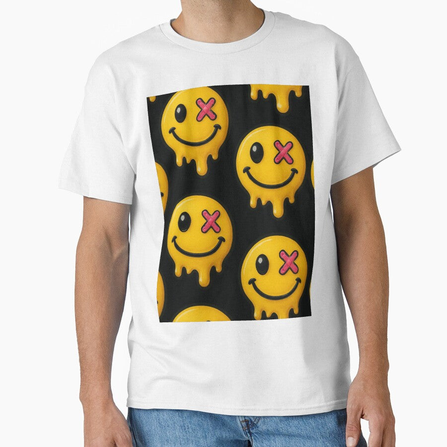 Meltdown Smiles – Drippy Grunge Emoji Pattern by Zenvo