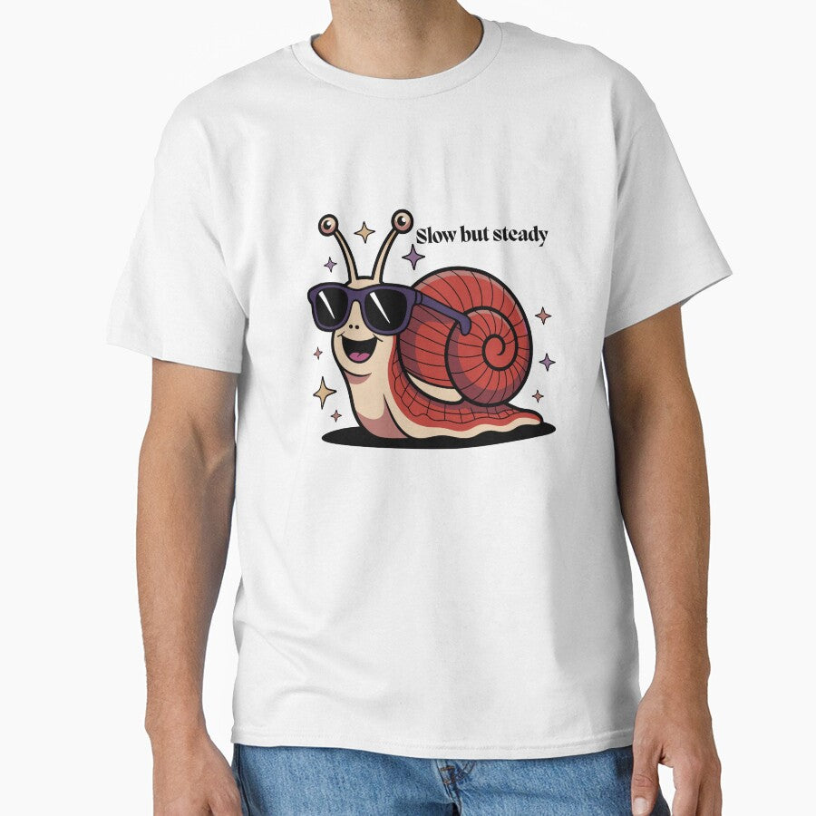 Slow and Steady Snail Aesthetic Sticker | Retro Cool Vibes Art by Pandey14