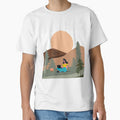 Digital Nomad Working Outdoors Sunset Landscape Illustration by Abaseen
