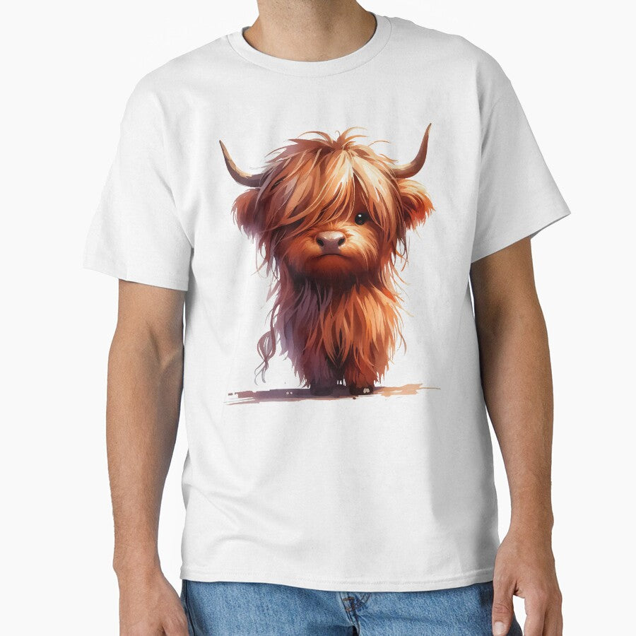 Watercolor Scottish Hairy Highland Cow by TomFrontierArt