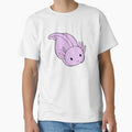 Cute Kawaii Baby Chibi Axolotl in Pastel Lavender Purple with Hearts and Cloud Pattern by InkMemories