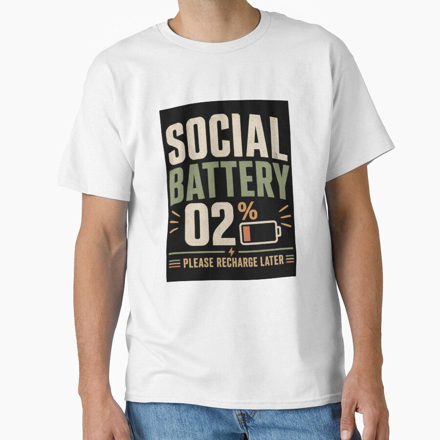 Social Battery 02% Introvert Humor Design by Kupeliemre