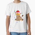 Cute highland cow calf christmas lights fluffy cow by Ayelandco