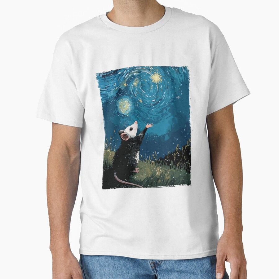 Cute opossum - Opossum Starry Night Impressionist Art Aesthetic by Collagedream
