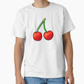 Red Cherry Pattern White by Julie Erin Designs