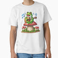 Frog Playing Guitar Sitting on Mushroom by Myra365Art