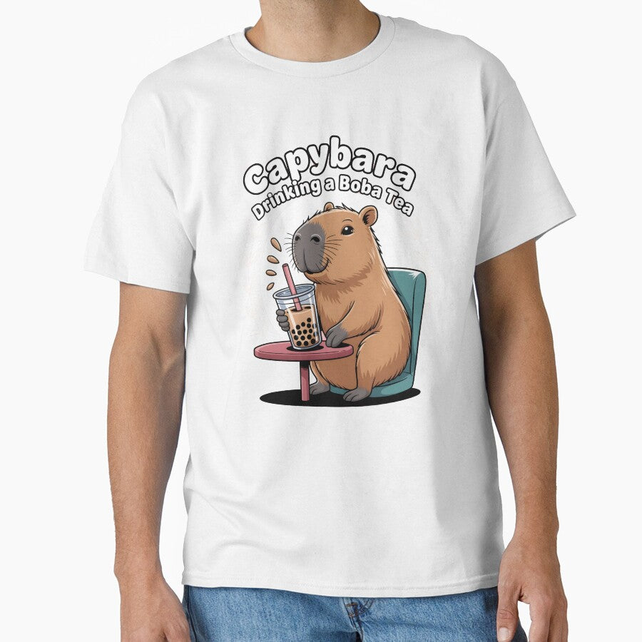 Cute Capybara Loves Drinking Bubble Tea by belladesign7