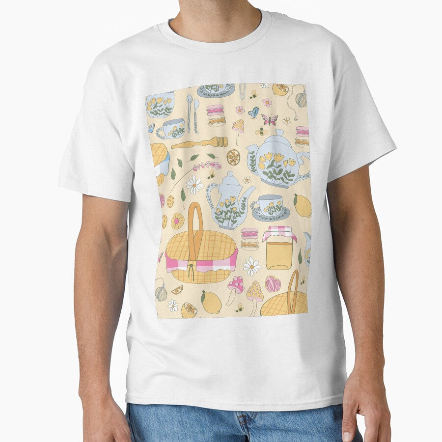 cottagecore picnic tea party mushrooms yellow by Gossip Rag
