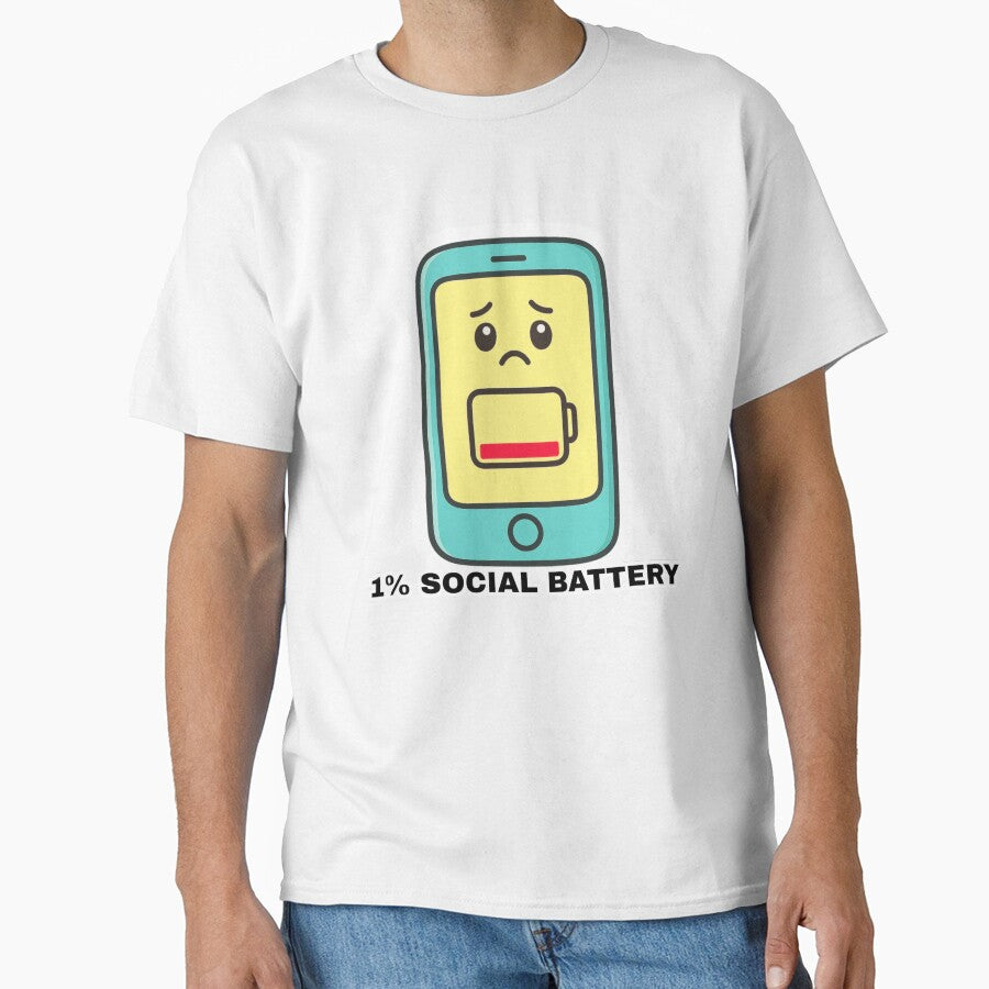 1% Social Battery Introvert Funny Low Energy Mood Sticker by LumereAndCoeur