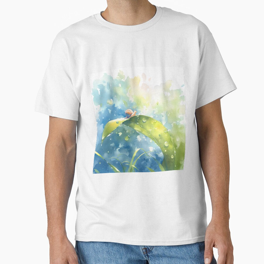 Slow Journey – Peaceful Snail on Leaf Watercolor Nature Art by Windy-market