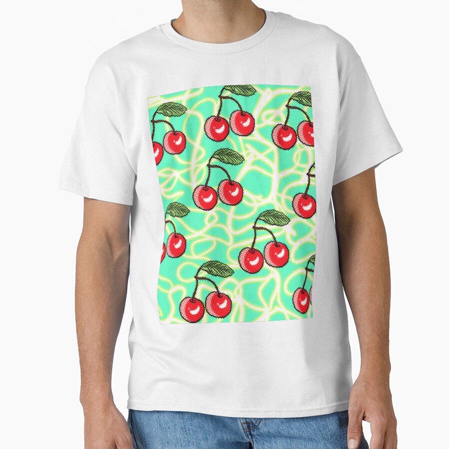 Retro Red Cherry Pop Art Style  Pattern With Abstract Background. by LynseysArtShop