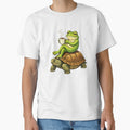 Relaxing frog on a turtle with coffee by FroggyOnly
