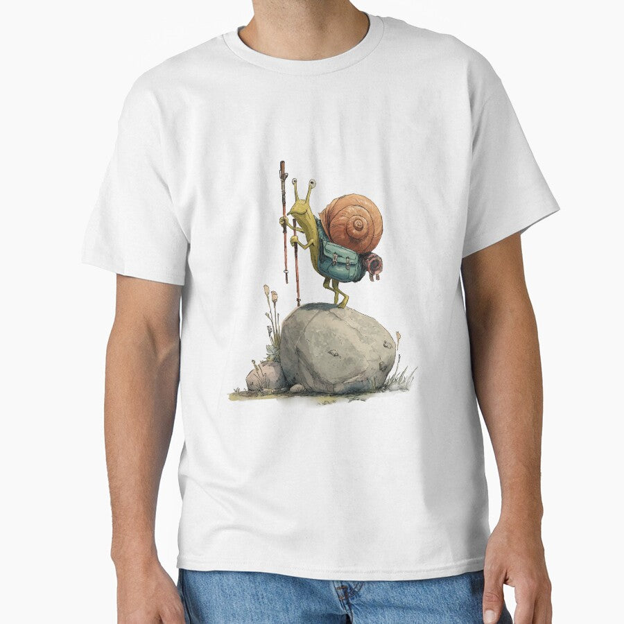 Wandering snail – watercolor illustration with backpack by Meiersbeste