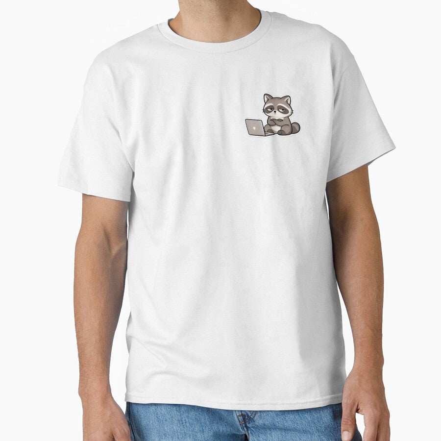 Kawaii raccoon looking tired at work – Burnout Pro Sticker by Ipzard1