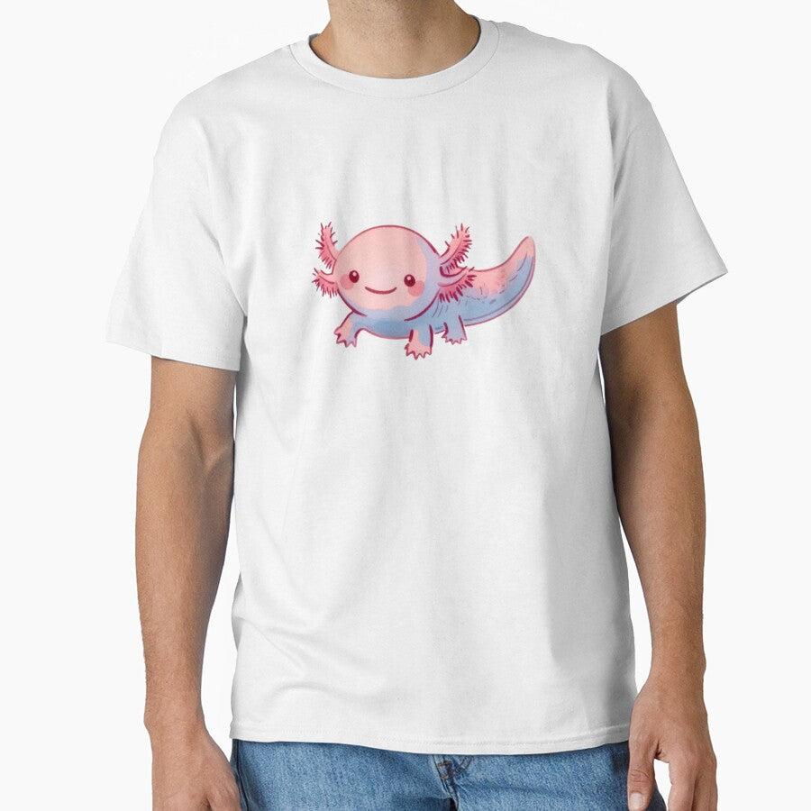 Floating pink axolotl by DaintyDooodles